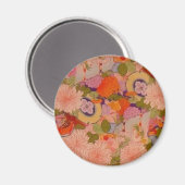 Aimant Modèle floral rose kimono (Recto/Verso)