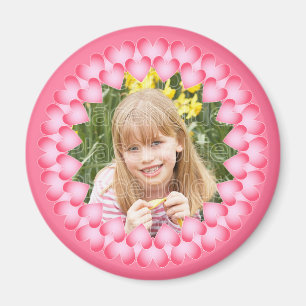Aimant Modèle mignon de rose et blanc de coeurs