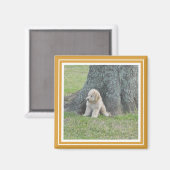 Aimant Modèle photo personnalisé jaune et blanc (Recto/Verso)