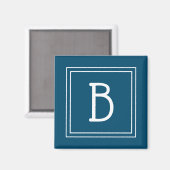Aimant Modèle simple moderne d'initiale monogrammée bleu (Recto/Verso)