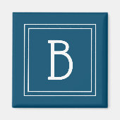 Aimant Modèle simple moderne d'initiale monogrammée bleu (Devant)