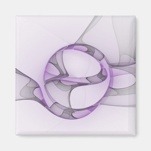 Aimant Modern Abstract Fractal Art Lavender Gray (Devant)