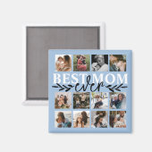 Aimant Modern Best Mom Ever Blue Photo Collage (Recto/Verso)