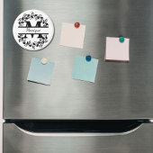 Aimant Modern Black Floral Wreath Split Monogram "M"