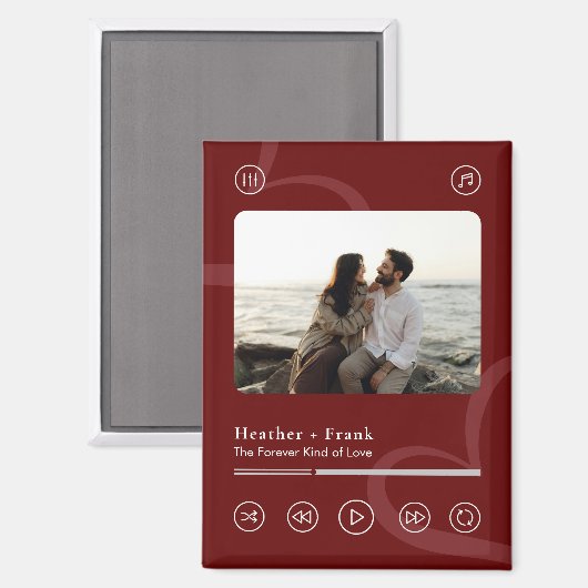 Aimant Modern Elegant Chic Music Player Photo Valentine's (Recto/Verso)