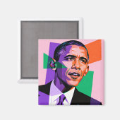 Aimant Modern Geometric Portrait of Barack Obama (Recto/Verso)