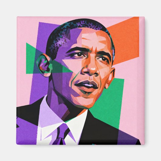 Aimant Modern Geometric Portrait of Barack Obama (Devant)