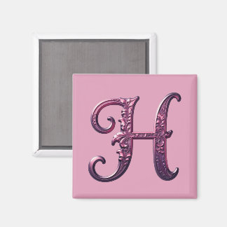 Aimant Modern Metallic Rosemaling Letter H, Pink/Purple