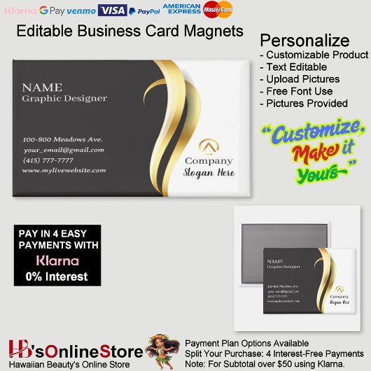 Aimant Modern Minimalist Gold Black White Business