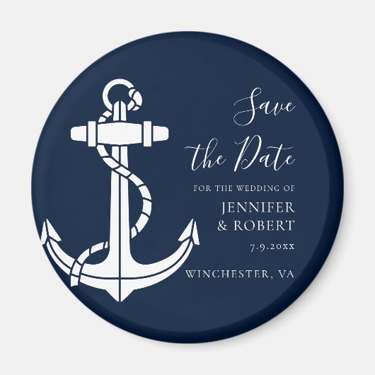 Aimant Modern Nautical Anchor Wedding Save the Date (Devant)
