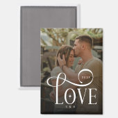 Aimant Modern Script Love Custom Engaged Couples Photo (Recto/Verso)