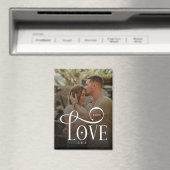 Aimant Modern Script Love Custom Engaged Couples Photo (In Situ (Lave-vaisselle))