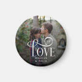 Aimant Modern Script Love Custom Engaged Couples Photo (Devant)