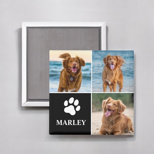 Aimant Modern Simple Dog Lover Custom Photo Collage Pet