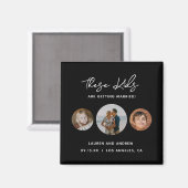 Aimant Modern Simple Script Photo Mariage Enregistrer La  (Recto/Verso)