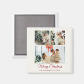 Aimant Modern Three-Photo Holiday Family Collage (Recto/Verso)