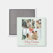 Aimant Modern Three-Photo Holiday Family Collage (Recto/Verso)