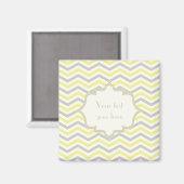 Aimant Modern yellow, grey, ivory chevron pattern custom (Recto/Verso)