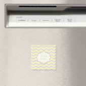 Aimant Modern yellow, grey, ivory chevron pattern custom (In Situ (Lave-vaisselle))