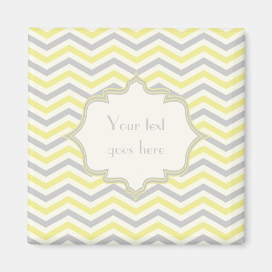 Aimant Modern yellow, grey, ivory chevron pattern custom (Devant)