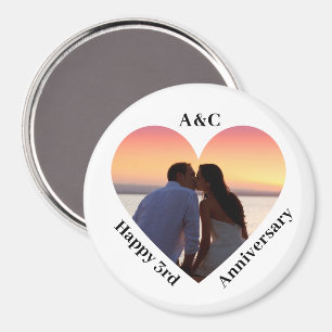 Aimant Moderne 3e anniversaire Couple Keepsaké Coeur
