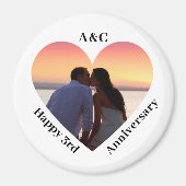 Aimant Moderne 3e anniversaire Couple Keepsaké Coeur (Devant)