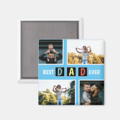Aimant Moderne 4 Photo Meilleur Papa Jamais Gardé (Recto/Verso)