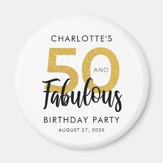 Aimant Moderne 50e anniversaire de fête Script Swag perso (Devant)