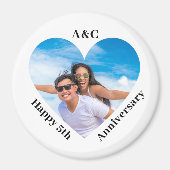 Aimant Moderne 5e anniversaire Couple Keepsaké Coeur (Devant)