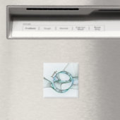 Aimant Moderne Abstrait Fractale Bleu Turquoise Gris Nom (In Situ (Lave-vaisselle))