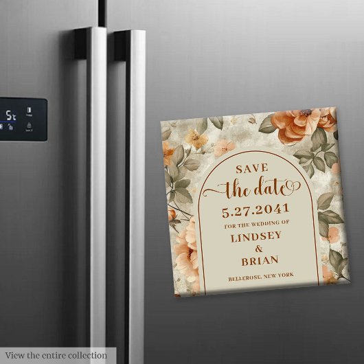 Aimant Moderne Boho Orange Brûlé Beige Sauge Enregistrer