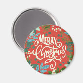 Aimant Moderne Bold Floral Joyeux Noël (Recto/Verso)