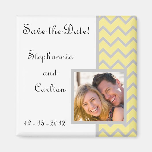 Aimant moderne Chevron jaune/gris Faire-part (Devant)
