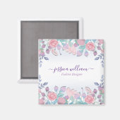 Aimant Moderne Chic Hydrangeas Bleus Floral Aquarelle (Recto/Verso)