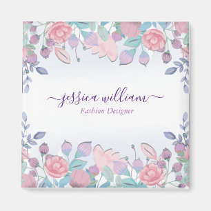 Aimant Moderne Chic Hydrangeas Bleus Floral Aquarelle