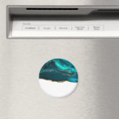 Aimant Moderne Design Turquoise Agate & Gold Ribbon sur B (In Situ (Lave-vaisselle))