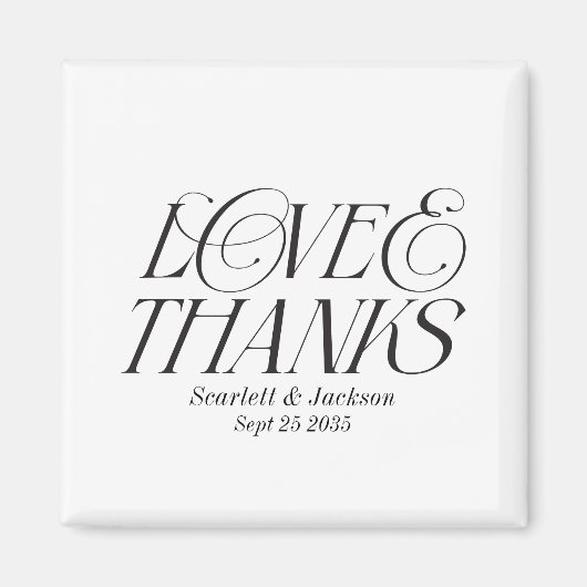 Aimant Moderne Élégant amour et Merci Calligraphie Script (Devant)