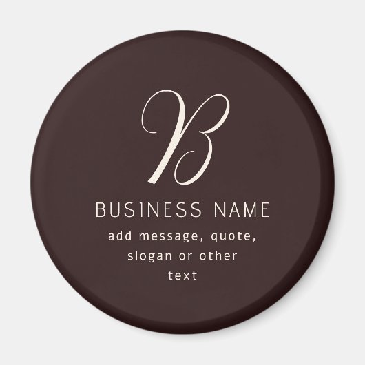 Aimant Moderne Élégant Nom commercial Monogramme | Brun f (Devant)