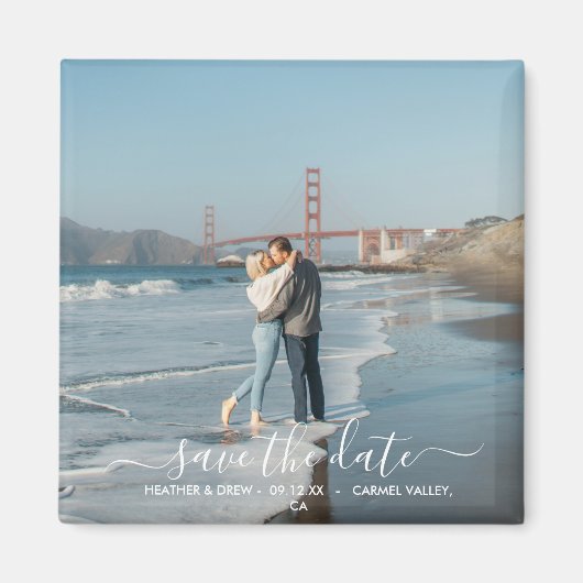 Aimant Moderne Élégante Calligraphie Enregistrer La Date  (Devant)