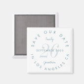 Aimant Moderne Enregistrer la date Tinted Day Bleu nom du (Recto/Verso)