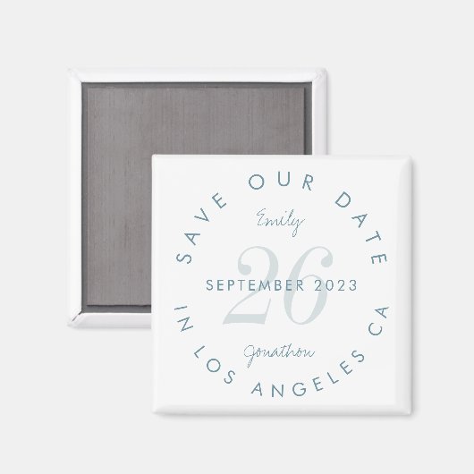 Aimant Moderne Enregistrer la date Tinted Day Bleu nom du (Recto/Verso)