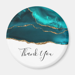 Aimant Moderne et élégant Turquoise Agate & Merci en ruba