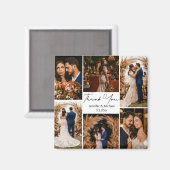 Aimant moderne merci 6 photos collage mariage (Recto/Verso)