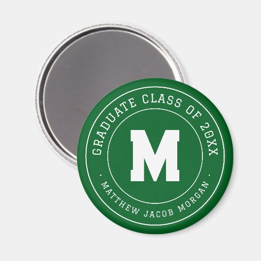 Aimant Moderne Monogramme Diplômé Promotion 20XX Sur Mesu (Recto/Verso)