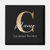 Aimant Moderne Monogramme Initial C & Nom Personnel (Devant)
