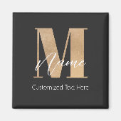 Aimant Moderne Monogramme Initial M & Nom Personnel (Devant)