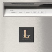 Aimant Moderne Monogramme Initiale L & Nom Personnel (In Situ (Lave-vaisselle))