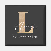 Aimant Moderne Monogramme Initiale L & Nom Personnel (Devant)