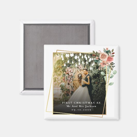 Aimant Moderne Notre Premier Noël En Tant Que M. & Mme Fl (Recto/Verso)