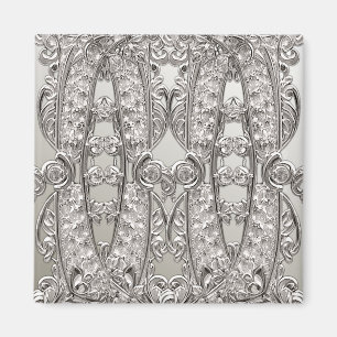 Aimant Moderne Orné Argenté